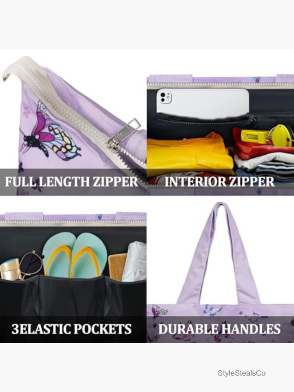 Extra Large Weekender Beach Travel Duffel Bag Waterproof Canvas Carry On Tote - Picture 6 of 7